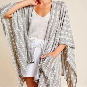Anthropologie Saturday Sunday Kimono Cardigan OS Stripe Open Front Boho Coverup
